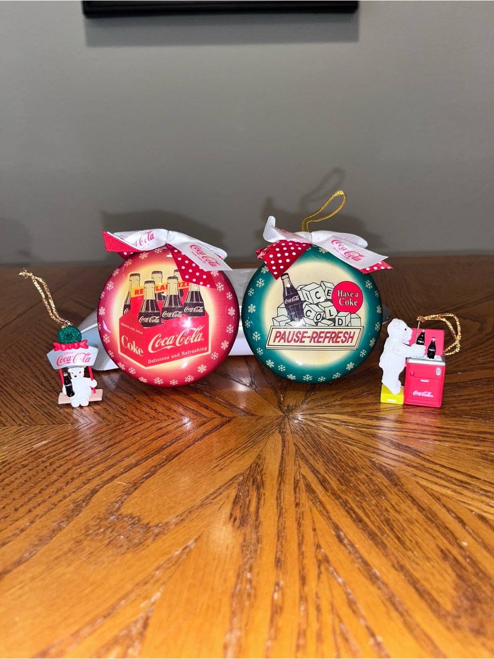 Vintage 1997 Coca-Cola Advertising Christmas Ornament Mini Polar Bears Lot of 4